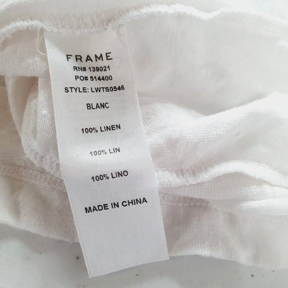 NEW FRAME Womens Blouse White Size Small 100% Linen Ruffle-trim Burnout Sheer - Picture 4 of 6